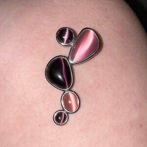 Purple and Pink Tigers eye stone pendant 925 sterling hardware